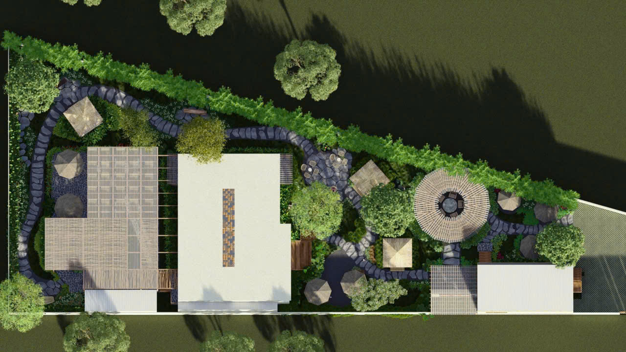 bản thiết kế sân vườn 3D