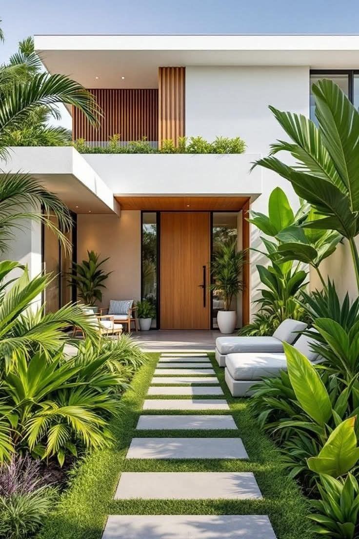 Sân vườn nhiệt đới nhà phố đẹp tối ưu không gian nhỏ