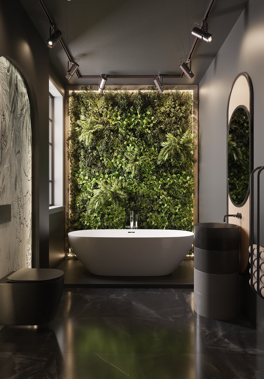 mảng tường cây xanh trong nhà